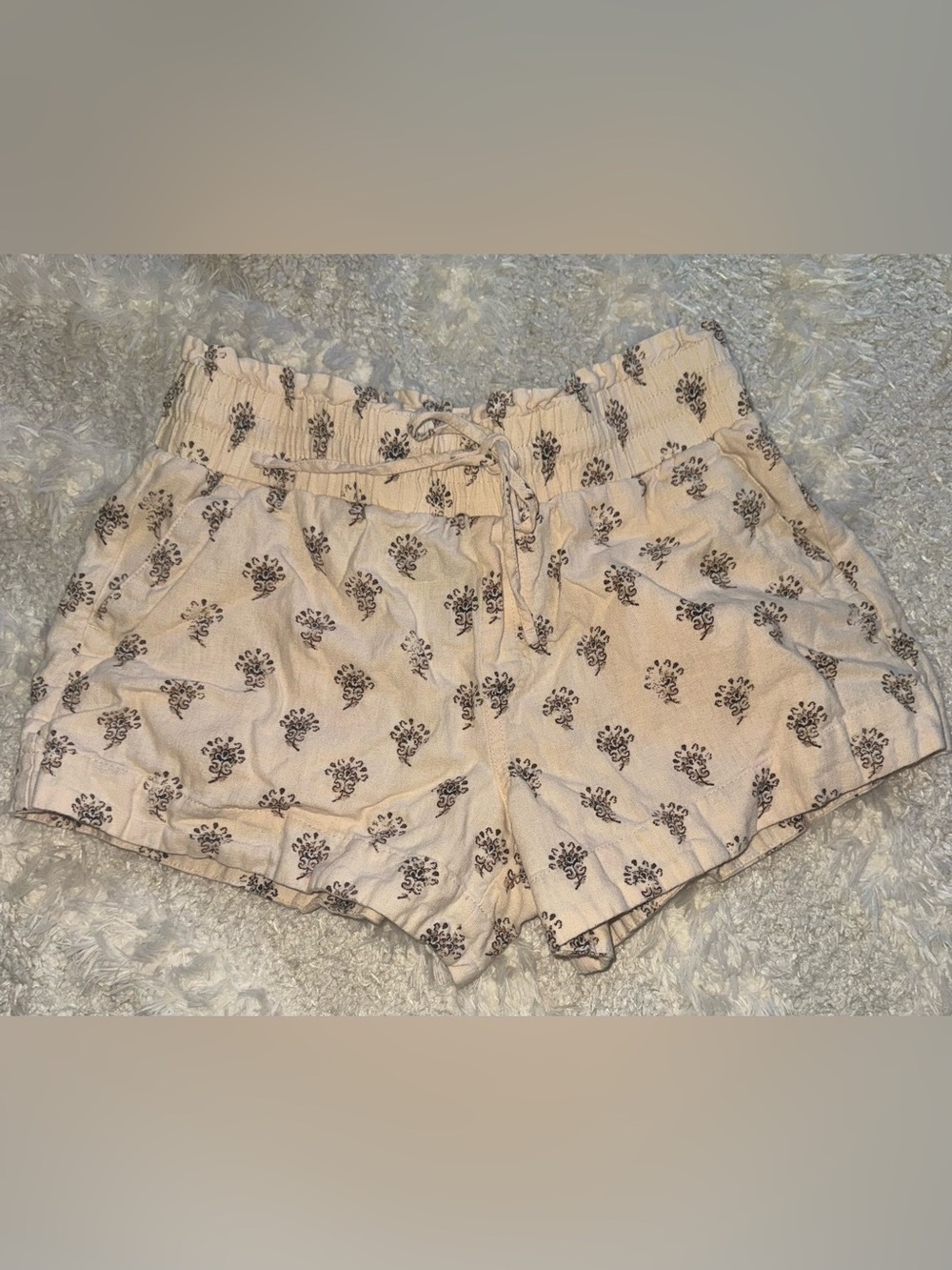 a new day Beige Printed High-Waist Drawstring Shorts